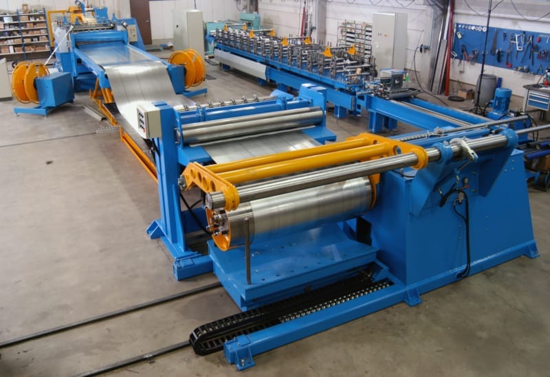 Features of  steel coil slitting line: In order to ensure the long-term stability of product performance, the key components of this equipment are imported products such as bearings, blades, cutter shafts, and receiving reels. The domestic processing and procurement parts adopt the highest technical standards among domestic counterparts. a. Automatic feeding centering function; b. The unwinding function assisted by the trolley; c. Ultrasonic detection unwinding tension automatic control system; d. Unwinding reel prevents inner ring crease function; e. The movable platform lifts the convenient board and the automatic tailing function; f. Hydraulic lock knife and knife shaft anti-jump function; line out knife, test knife; g. The side wire collects the function; the fine side wire does not stop the winding function; h. Constant tension winding function; i. Automatic positioning function of the winding jaws; j. fixed length slitting function; k. Full-line linkage single operation;